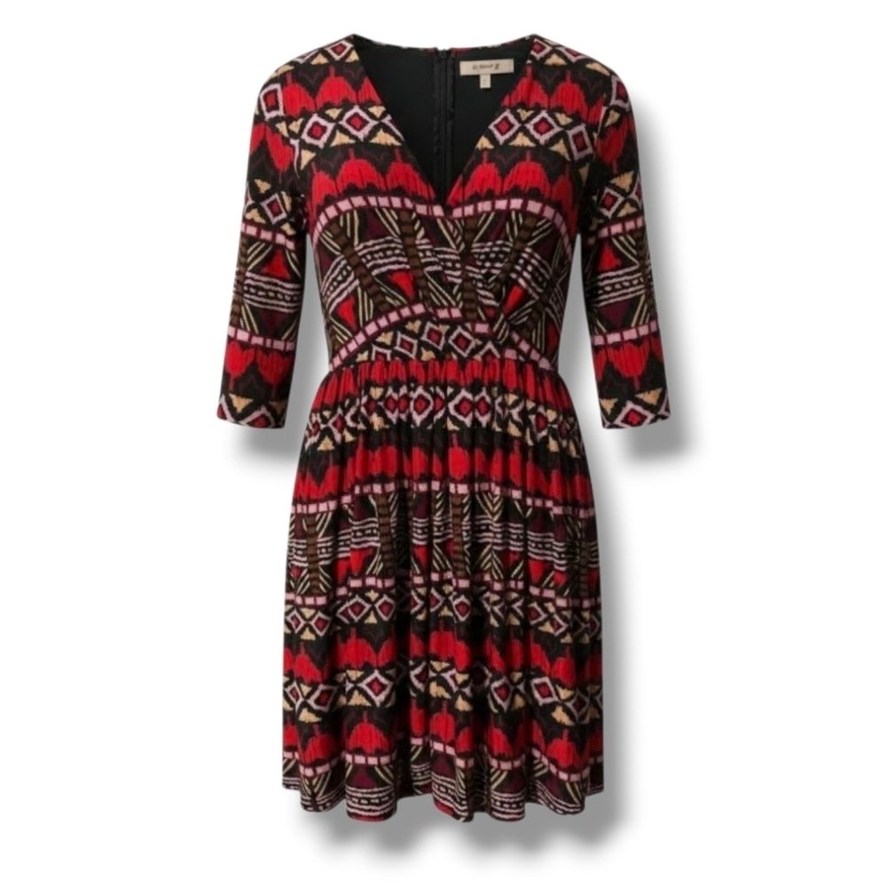 Lucie Lu Plus Size Multicolor Chevron V-Neck Wrap Dress – 0X, Gently Used